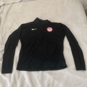 Nike x USA Olympic Team Quarter Zip Long Sleeve (Black) in Size Small